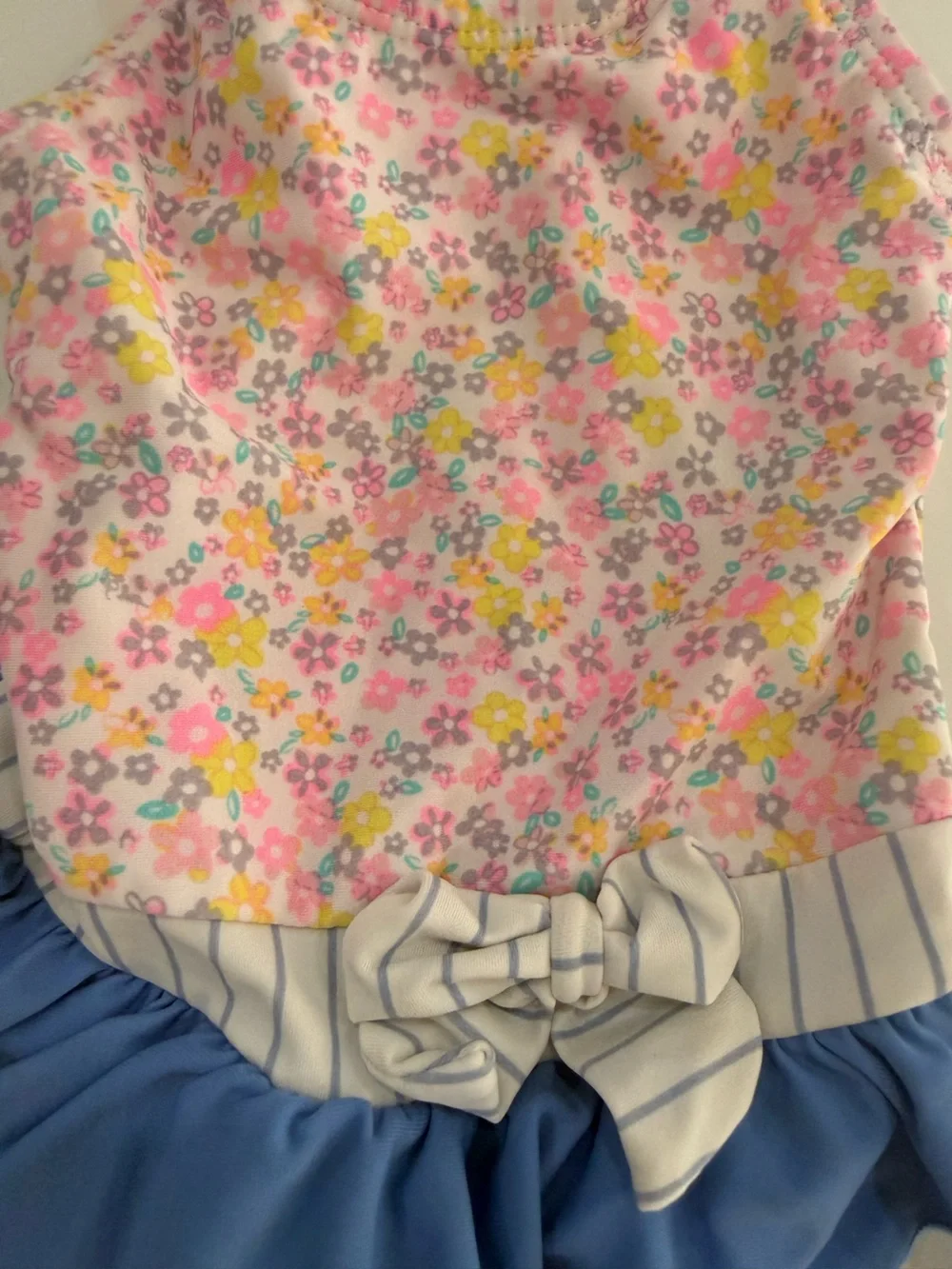 Girls’ Blue & Pink Floral Ruffled Swimsuit | Adorable Summer Swim